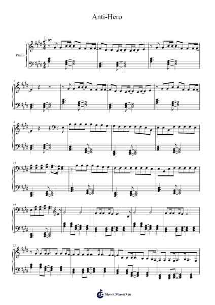 Anti-Hero Sheet Music by Taylor Swift-Arr.Faithegou Tesskuk