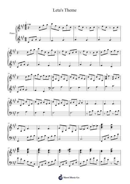 Leta's Theme Sheet Music by James Newton Howard-Arr.Pistal
