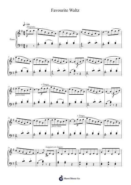 Favourite Waltz Sheet Music by Wolfgang Amadeus Mozart-Arr.Jackbing Priceliot