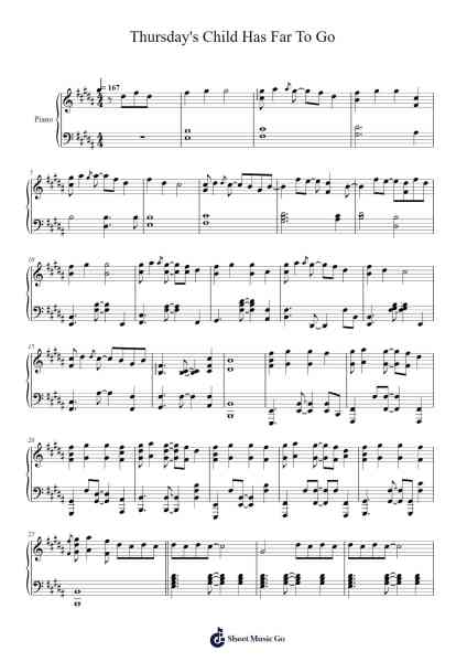 Thursday's Child Has Far To Go Sheet Music by TXT-Arr.Glenngo Ianleign