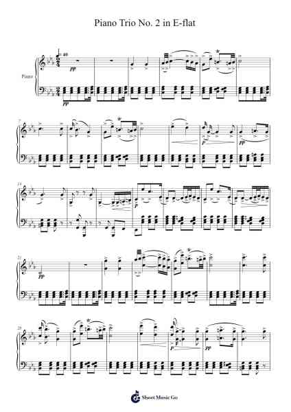 Piano Trio No. 2 in E-flat Sheet Music by Franz Schubert-Arr.Hagchel Perpel