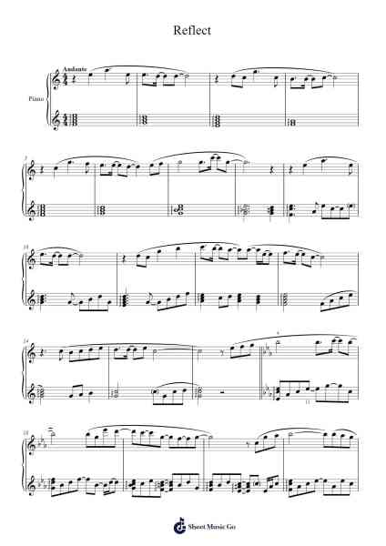 Reflect Sheet Music by Shinji Orito-Arr.Groral