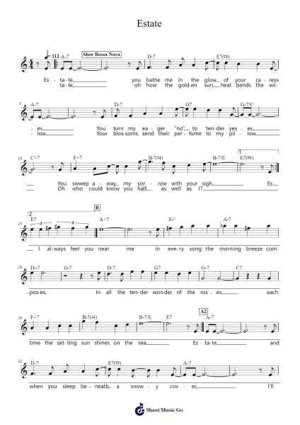Estate Sheet Music by Bruno Martino-Arr.Kirkjoel