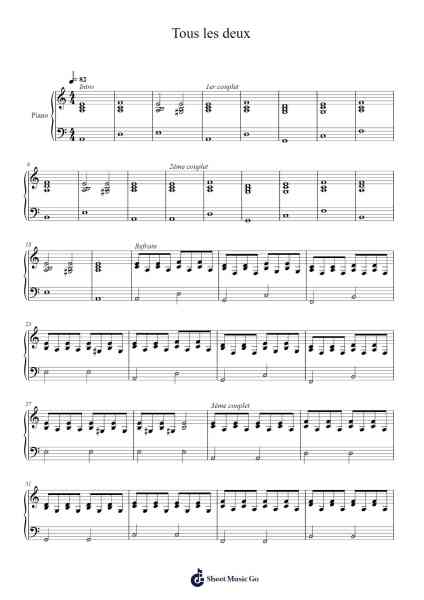 Tous les deux Sheet Music by Seemone-Arr.Stonelian Chantham