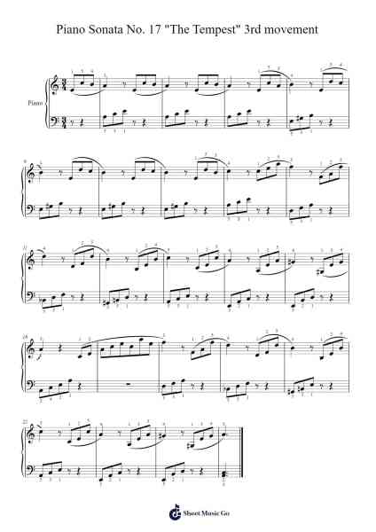 Piano Sonata No. 17 in D Minor, Op. 31, No. 2 "The Tempest": III. Allegretto Sheet Music by Ludwig van Beethoven-Arr.Tesssaul