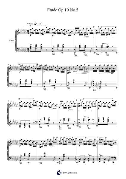 Etude in G-flat Major, Op. 10 No. 5 "Black Key" Sheet Music by Frédéric Chopin-Arr.Wildeh Francesgrace