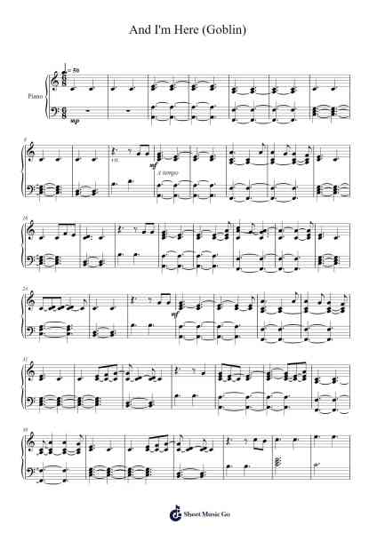And I'm Here (Goblin) Sheet Music by Kim Kyunghee-Arr.Whitether