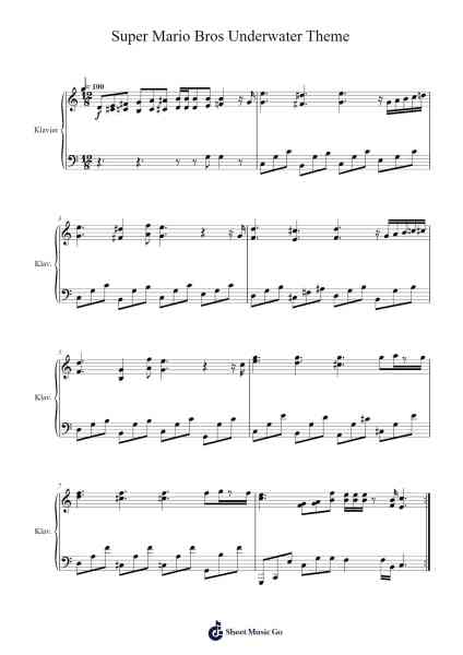 Super Mario Bros Underwater Theme Sheet Music by Koji Kondo-Arr.Dunnnic