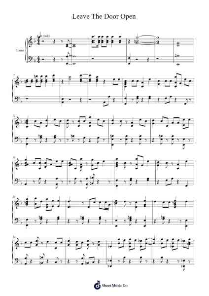 Leave The Door Open Sheet Music by Silk Sonic-Arr.Souyet Jamesnolds