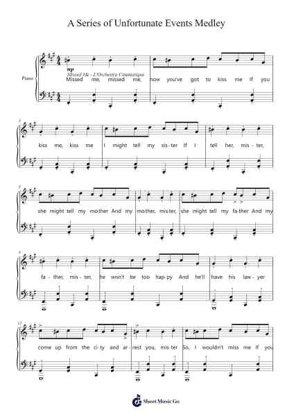 A Series of Unfortunate Events Medley Sheet Music by Misc Television-Arr.Bushdiah Kenthood