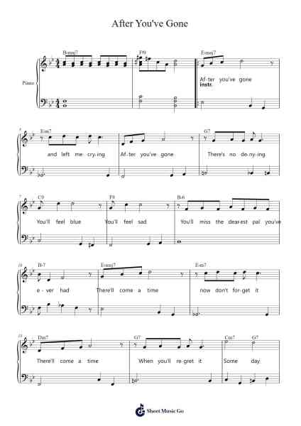 After You've Gone Sheet Music by Turner Layton-Arr.Rooryl Petnoel