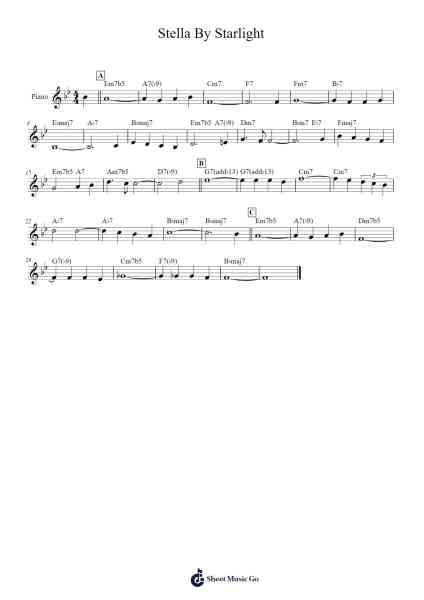Stella By Starlight Musica per pianoforte di Victor Young - Arr.Wattsh