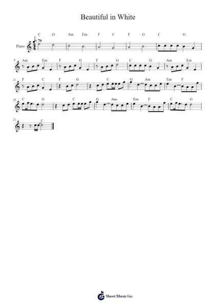 Beautiful in White Sheet Music by Westlife-Arr.Kirkjoel