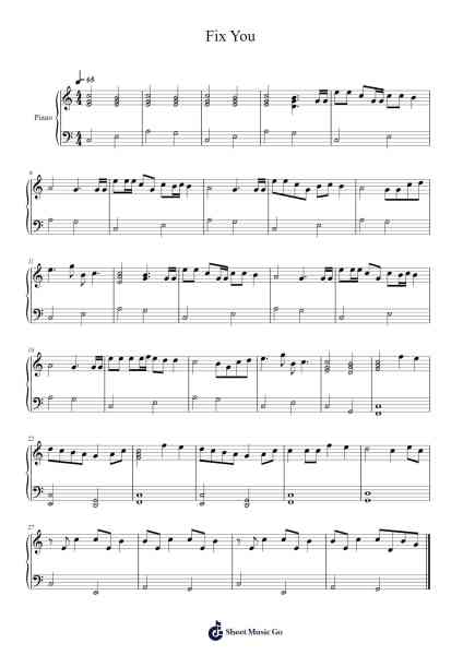 Fix You Notenblatt von Coldplay-Arr.Gorliz