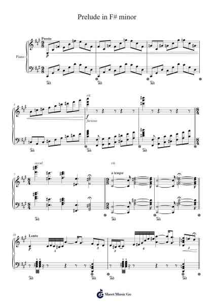 Prelude in F♯ Minor, Op. 28 No. 13 Sheet Music by Priestnic Jimxine-Arr.Thomfrank Springper