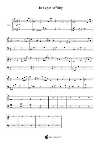 The Leper Affinity Sheet Music by Steven Wilson/Opeth-Arr.Boothphen Rybes