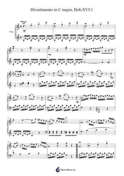 Divertimento in C Major, Hob.XVI:1: I. Allegro Sheet Music by Joseph Haydn-Arr.Zoetricia Smedsibyl