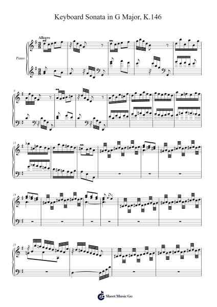 Keyboard Sonata in G Major, K.146 Sheet Music by Domenico Scarlatti-Arr.Hartecam Thodoreboyle