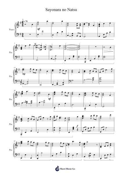 Sayonara no Natsu Sheet Music by -Arr.Nanzie