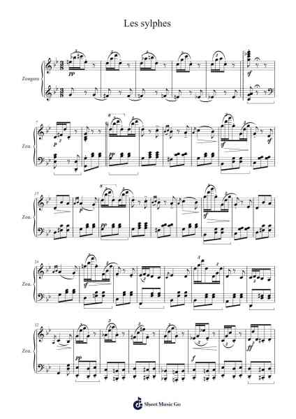 Etude Op. 109 No. 15 "Les sylphes" Sheet Music by Johann Friedrich Franz Burgmüller-Arr.Joycelup