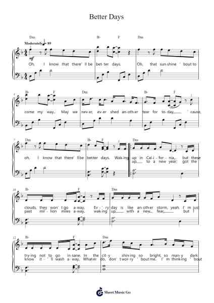 Better Days Sheet Music by OneRepublic-Arr.Lesdes Sadel