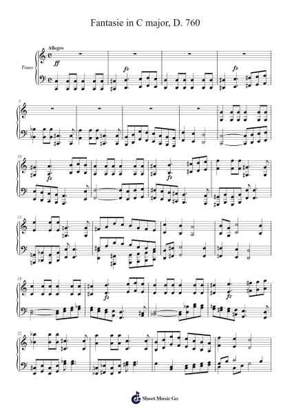 Fantasie in C Major, D. 760, "Wanderer Fantasy": IV. Allegro Sheet Music by Franz Schubert-Arr.Noelje