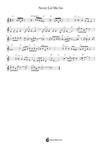 Never Let Me Go Sheet Music by Jay Livingstone/Ray Evans-Arr.Hugill