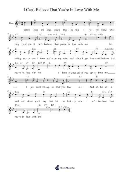 I Can't Believe That You're In Love With Me Sheet Music by Jimmy McHugh-Arr.Boothvia Lawdolf