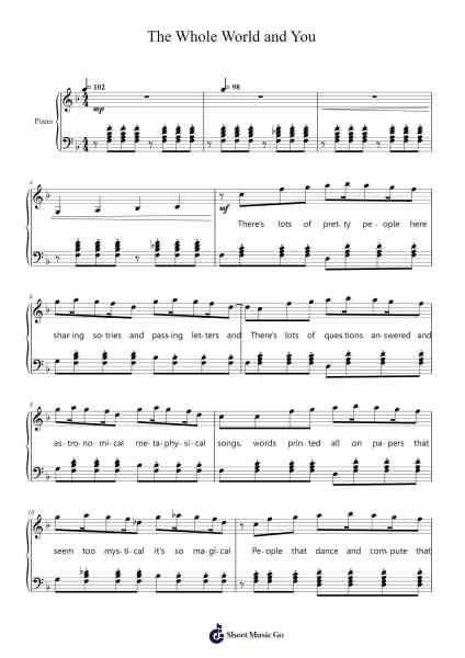 The Whole World and You Sheet Music by Tally Hall-Arr.Saske