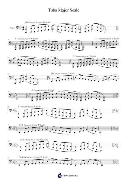 Tuba Major Scale Sheet Music by Dergia-Arr.Bartblack Jobky