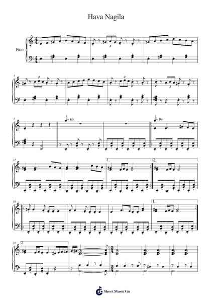 Hava Nagila Sheet Music by -Arr.Jefple