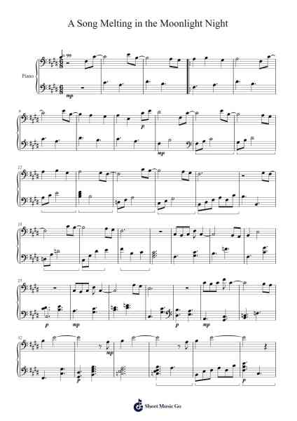 A Song Melting in the Moonlight Night Sheet Music by G-angle-Arr.Cromchard Hanzie