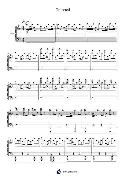 Damned Sheet Music by Kevin Sherwood-Arr.Jefgiles Greren