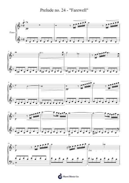 Prelude No. 24 "Farewell" Sheet Music by musiclover08-Arr.Hudcie Rhoclark