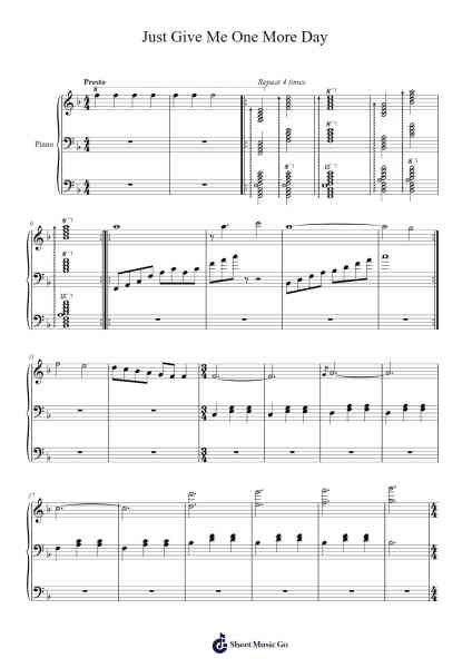 Just Give Me One More Day Sheet Music by Alej-Arr.Hartkeats