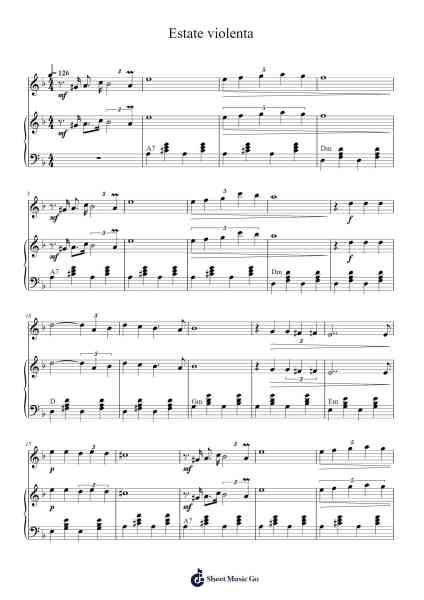 Estate violenta Sheet Music by Fausto Papetti-Arr.Warmew