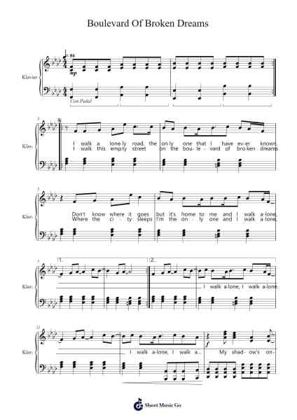 Boulevard Of Broken Dreams Sheet Music by Green Day-Arr.Chrisboyd Crosean