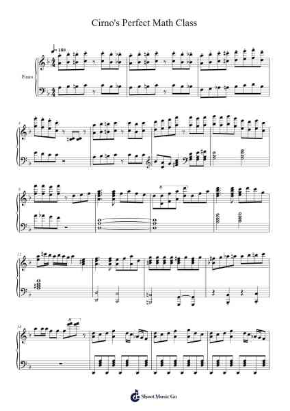 Cirno's Perfect Math Class Sheet Music by ZUN-Arr.Rhyspont