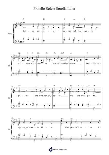 Fratello Sole e Sorella Luna Sheet Music by Riz Ortolani-Arr.Fowpher
