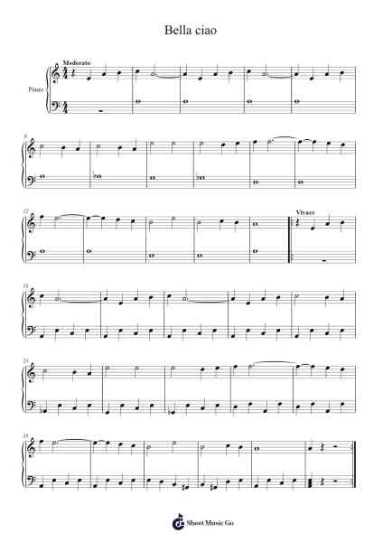 Bella ciao Sheet Music by Misc Traditional-Arr.Juliet