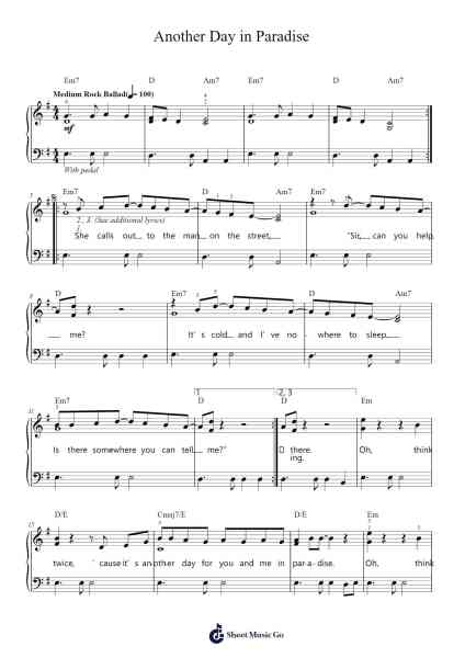 Another Day in Paradise Sheet Music by Phil Collins-Arr.Rocius