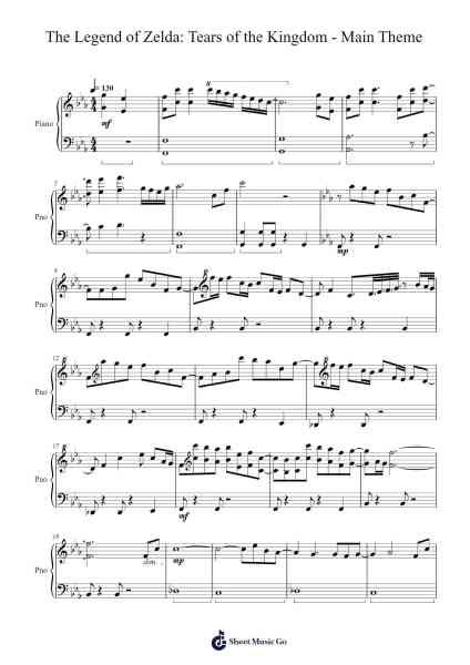 The Legend of Zelda: Tears of the Kingdom - Main Theme Sheet Music by Manaka Kataoka-Arr.Guygray