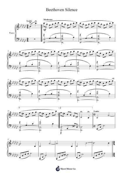 Beethoven Silence Sheet Music by Ludwig van Beethoven-Arr.Windwood