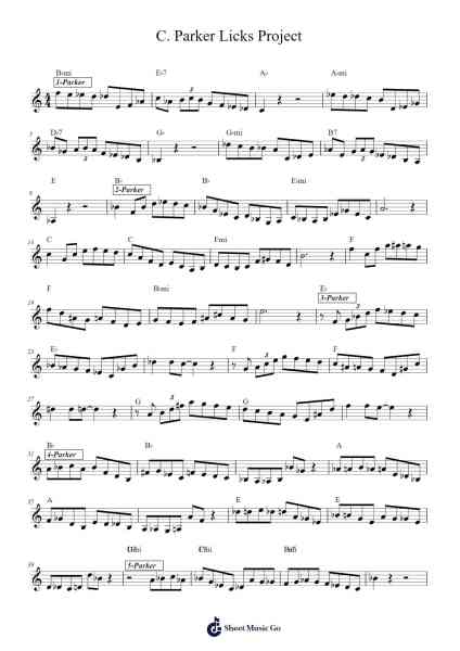 C. Parker Licks Project Sheet Music by B. Jarrell-Arr.Brumaud