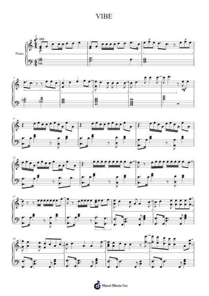 VIBE Sheet Music by Taeyang/Jimin-Arr.Efbooth Borgfe