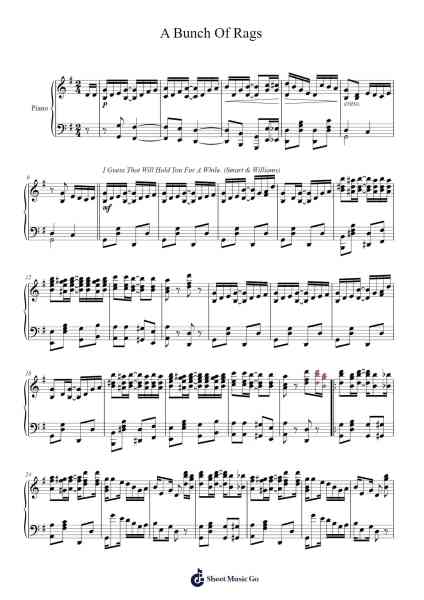 A Bunch Of Rags Sheet Music by BEN. M. JEROME.-Arr.Borgtle