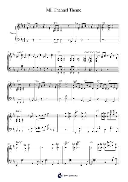 Mii Channel Theme Sheet Music by Kazumi Totaka-Arr.Minmeg Bobfax