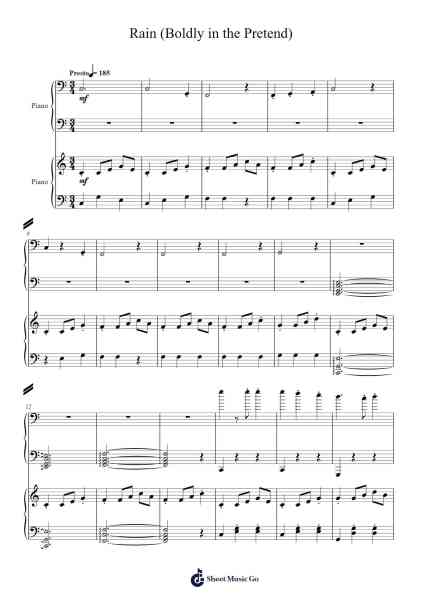 Rain (Boldly in the Pretend) (From Ludo Studio's "Bluey") Sheet Music by Joff Bush/Jazz D'Arcy-Arr.Bunkyle Wanmia