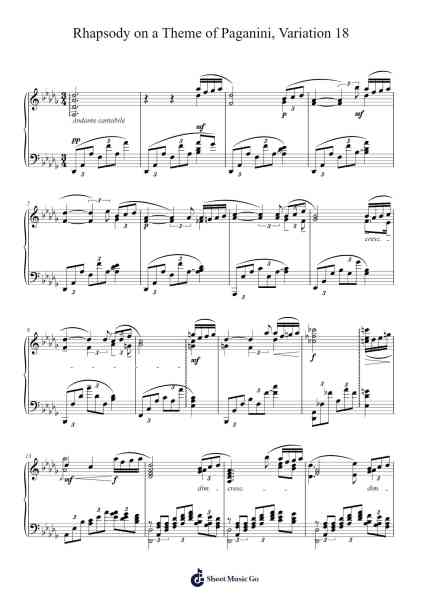 Rhapsody on a Theme of Paganini, Op. 43: Variation XVIII Sheet Music by Sergei Rachmaninoff-Arr.Leiflance Bessvian