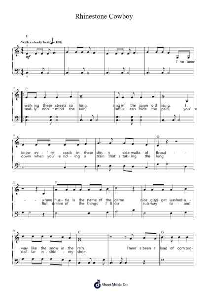 Rhinestone Cowboy Sheet Music by Glen Campbell-Arr.Gadam